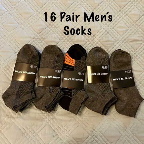 16 Pairs of Men’s No Show Socks, NEW - Picture 1 of 3